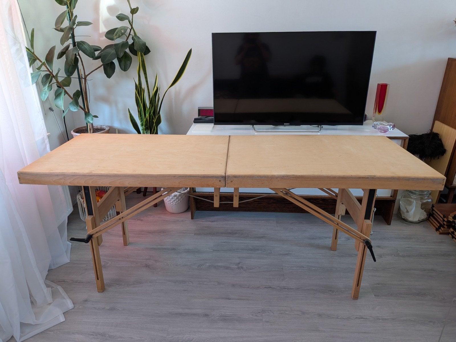 Professionele portable workbench massief beuken, Ophalen, Rechthoekig, 50 tot 100 cm