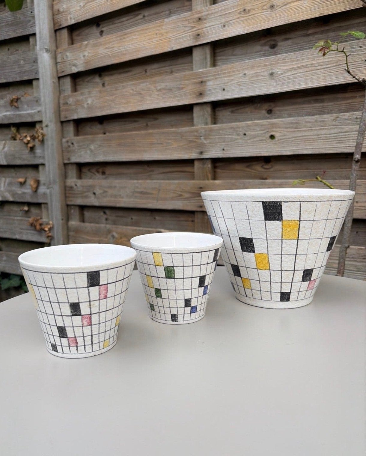 Vintage ADCO Bloempotten Set (3) - Mondriaan Stijl 1958, Ophalen of Verzenden