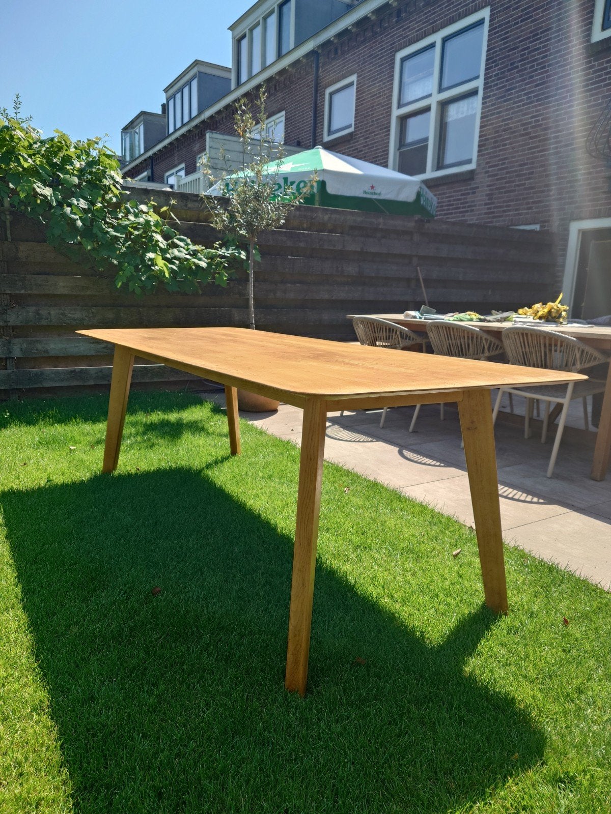 SAMT eetkamertafel 220x90 - eiken naturel kleur, Huis en Inrichting, Tafels | Eettafels, Ophalen, Gebruikt, 200 cm of meer, 50 tot 100 cm