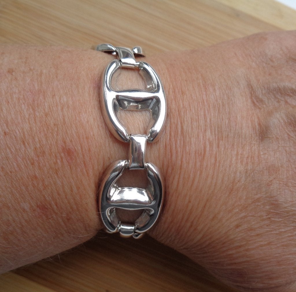 zilveren armband met grote schakels [637], Verzenden, Zo goed als nieuw, Zilver, Zilver