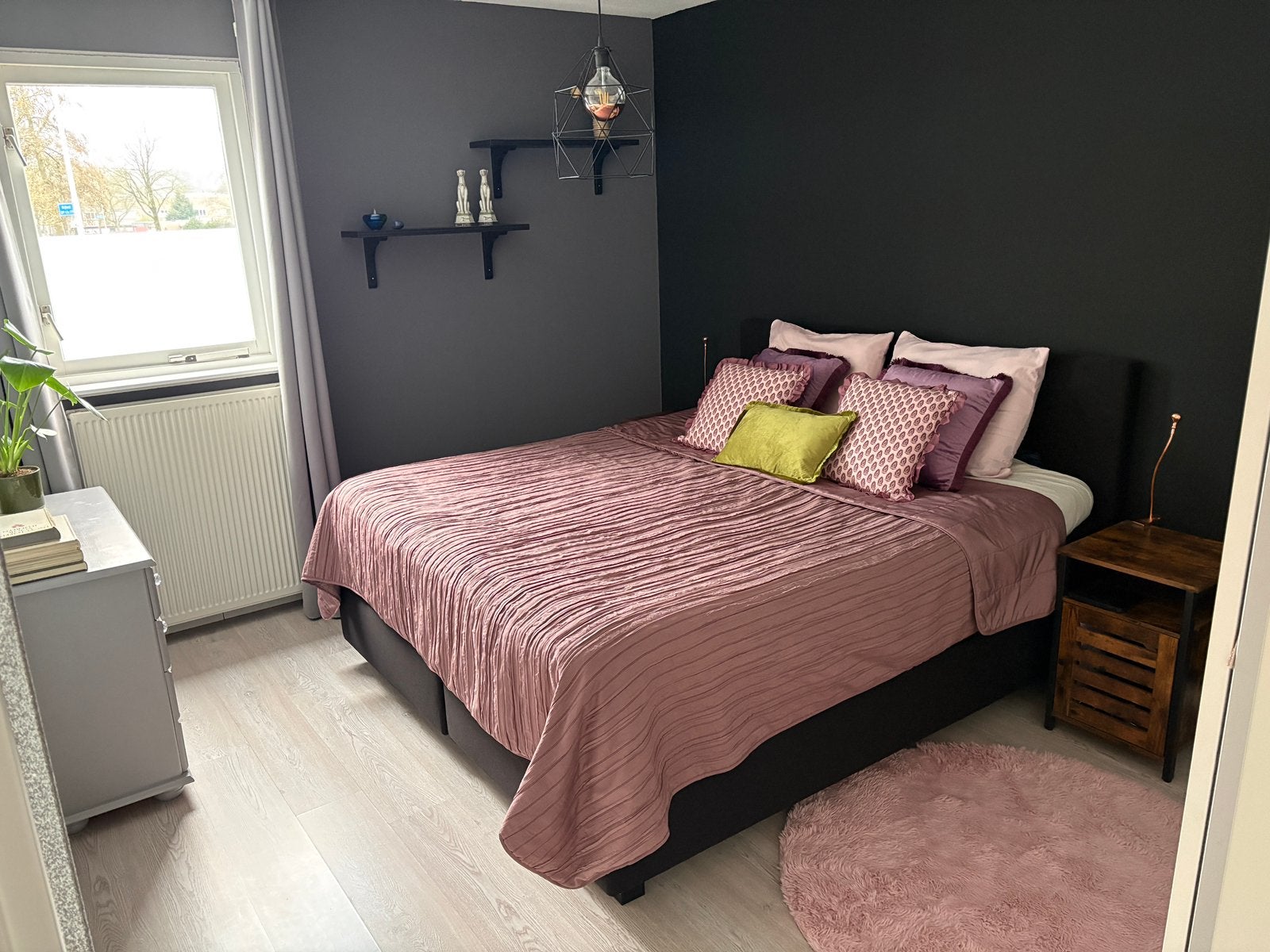Sprei + 5 kussens, Huis en Inrichting, Ophalen, Paars, Overige materialen, Tweepersoons