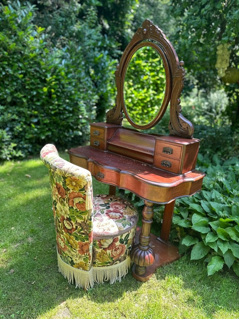 Kaptafel met spiegel retro vintage make up make-up tafel, Ophalen, Gebruikt, 50 tot 100 cm, Retro klassiek vintage