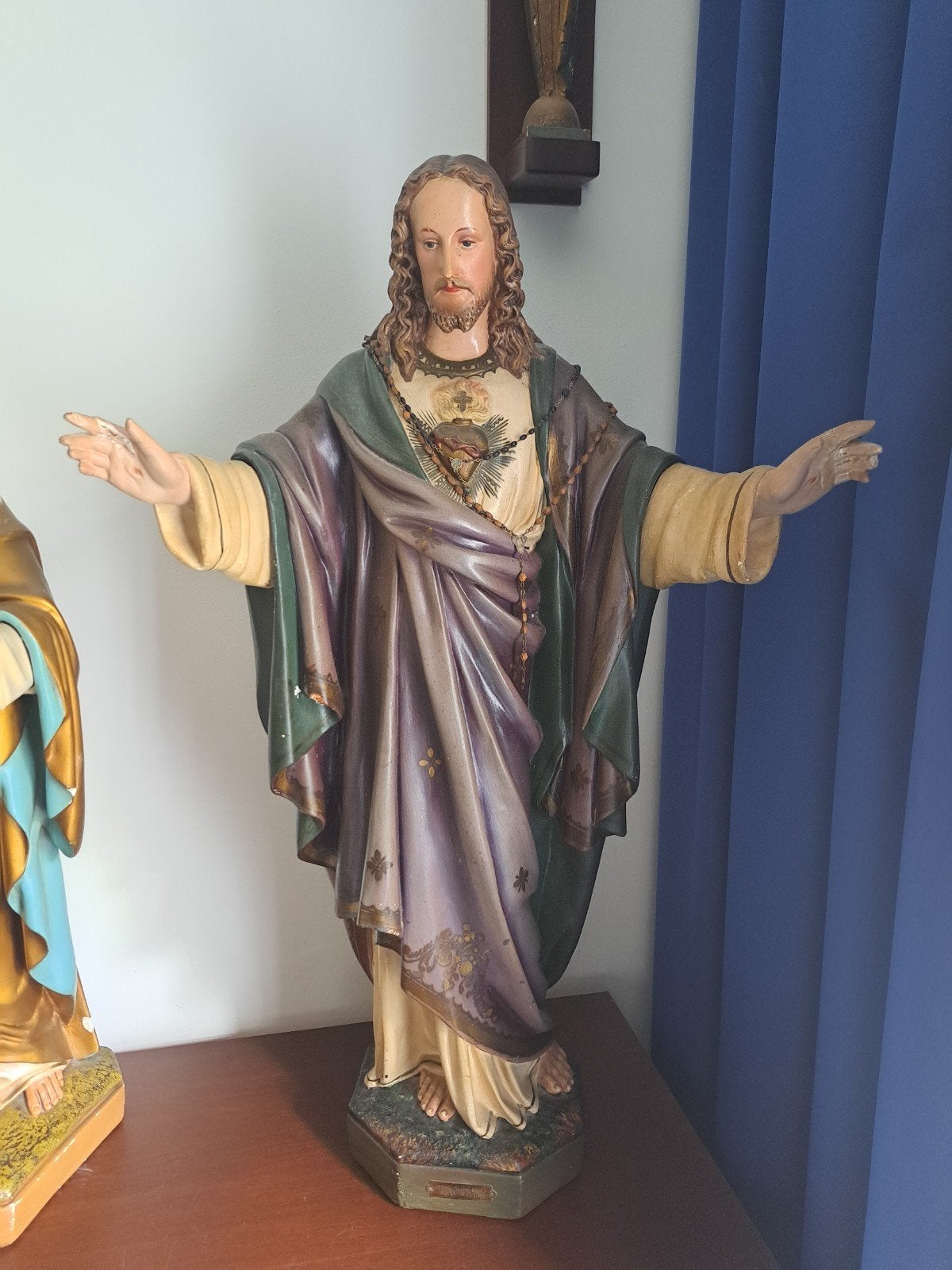 Vintage Heilig Hart Jezus beeld - Beschadigd, Antiek en Kunst, Antiek | Religie, Ophalen