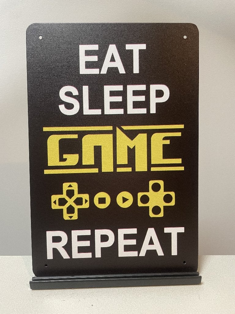 EAT SLEAP GAME REPEAT tekstbord, Www.pand50.nl, Nieuw, Ophalen of Verzenden, Printer 29B Coevorden