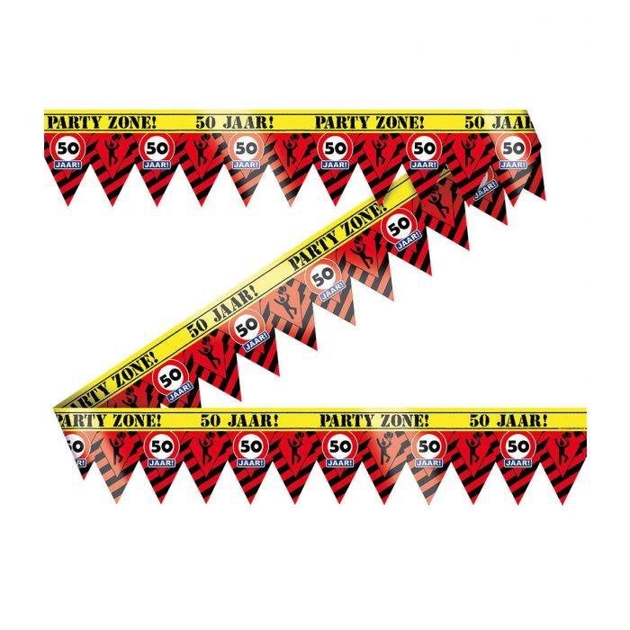 Party tape – afzetlint – 50 jaar – 7033017, Versiering, Info@all4funbaarlo.nl, BAARLO LB, Verjaardag