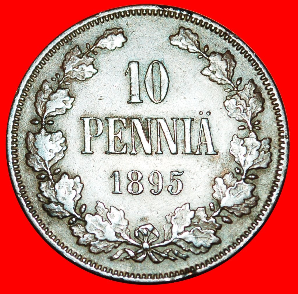 Ⰺ NICHOLAS II 1894-1917: FINLAND russia, USSR 10 PENCE 1895!, Ophalen of Verzenden, Rusland, Losse munt