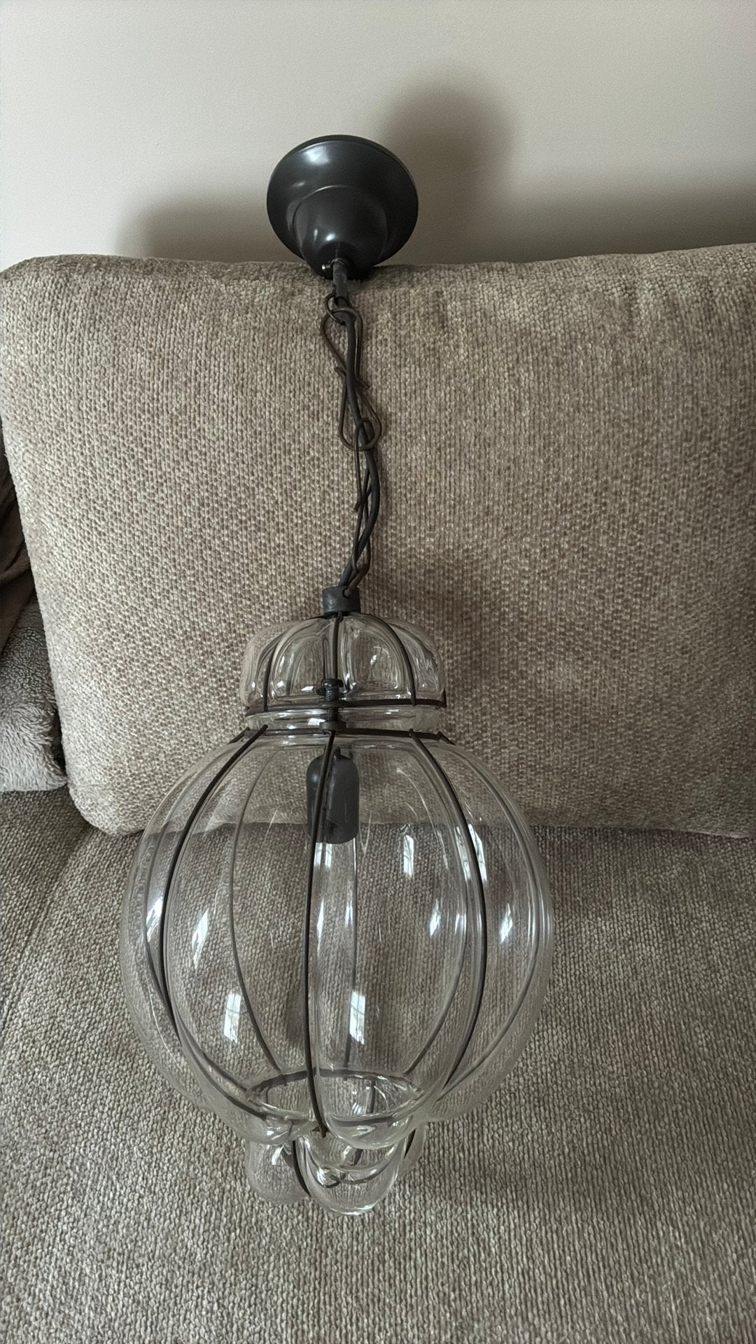 Venetiaanse hanglamp, Ophalen, Zo goed als nieuw, Glas, E27 (groot)