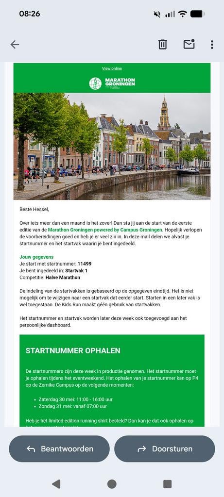 Startbewijs halve marathon groningen, Eén persoon, 1 overnachting