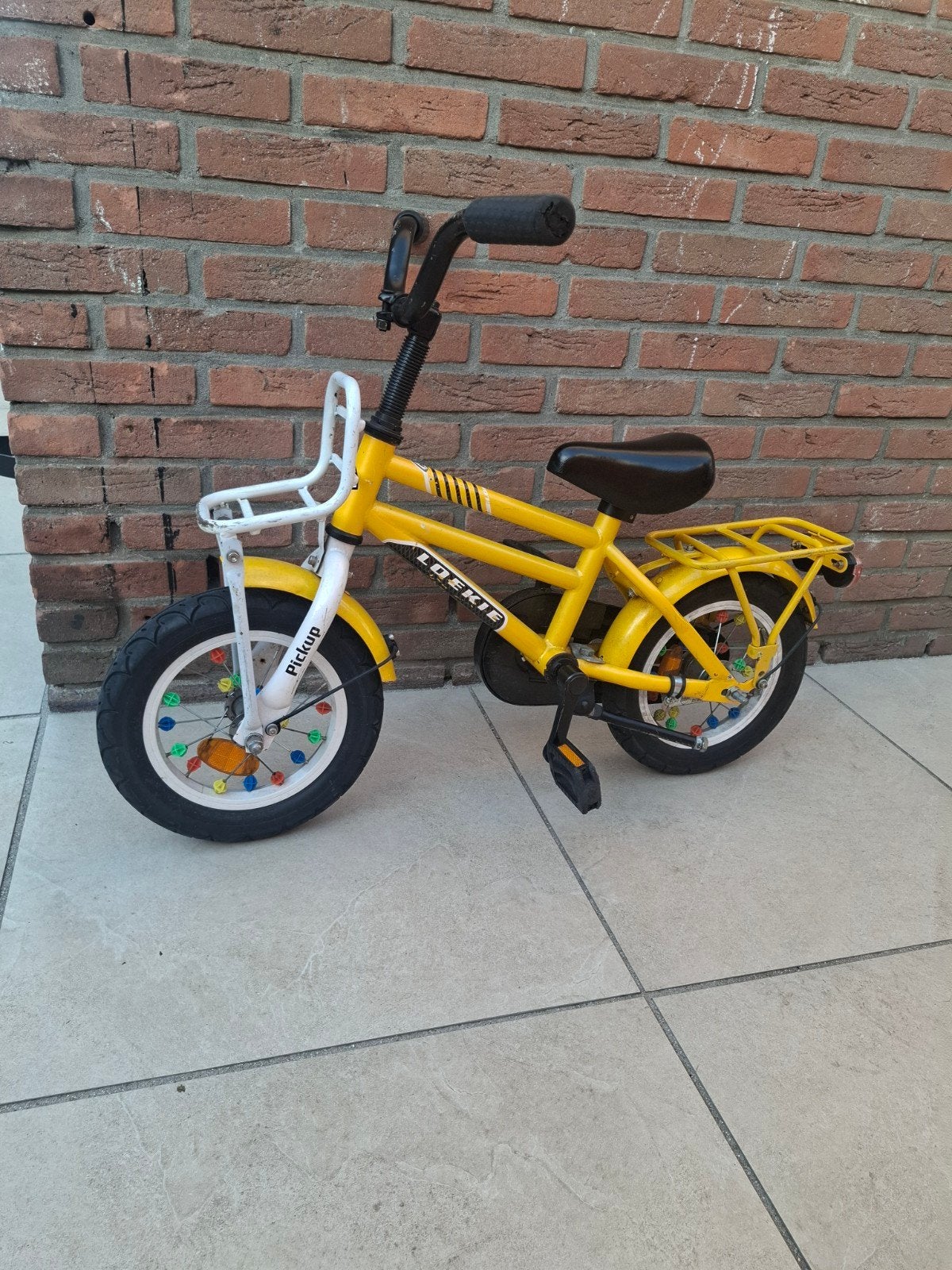Loekie Pickup kinderfiets 12 inch - Geel, Ophalen, Terugtraprem, Gebruikt, Loekie