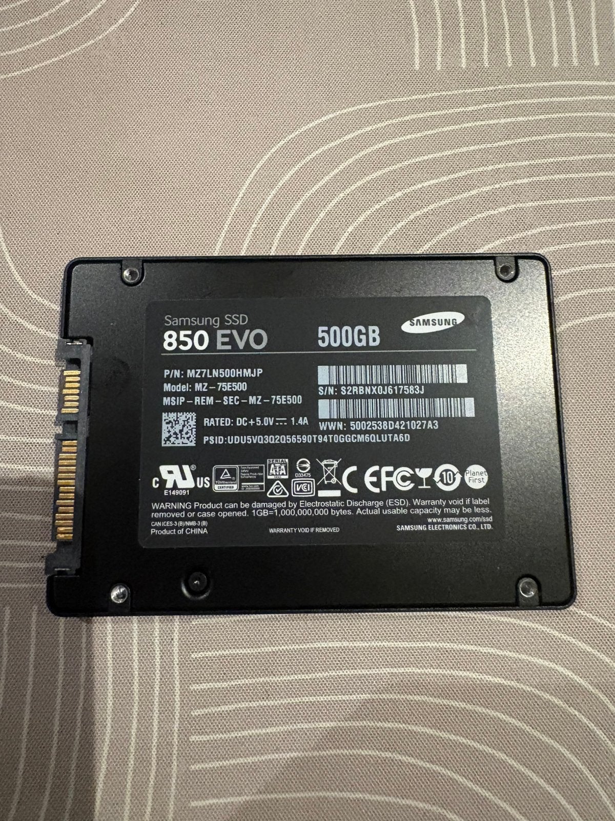 Samsung 850 evo 500gb ssd, Computers en Software, Intern, Gebruikt, 500gb, Ophalen of Verzenden
