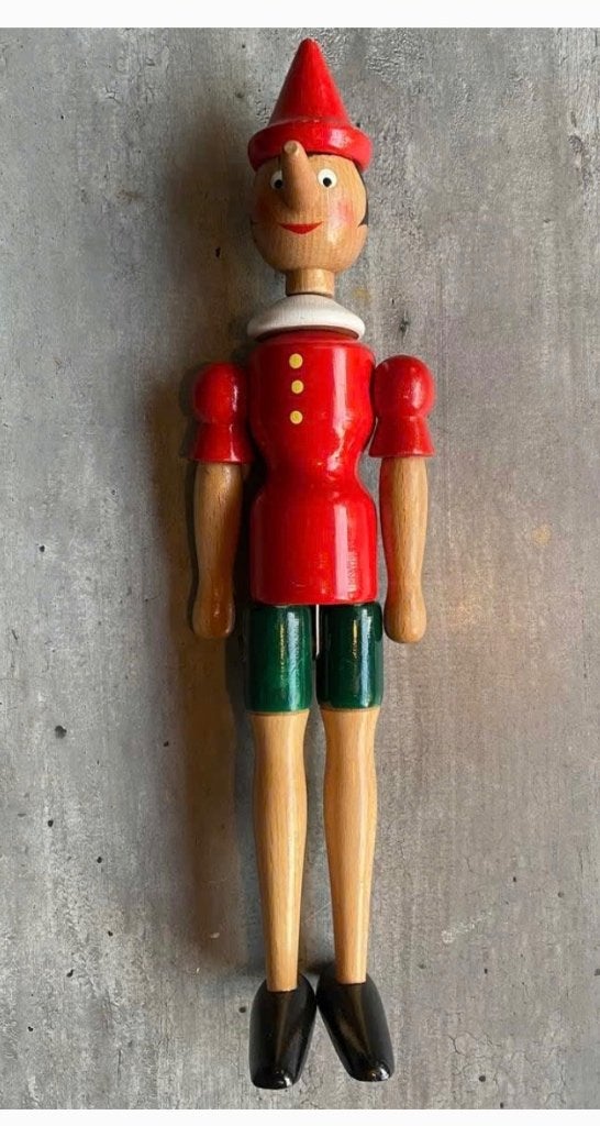 Vintage houten pinokkio 35 cm, Verzamelen, Ophalen of Verzenden, Zo goed als nieuw, Fantasy