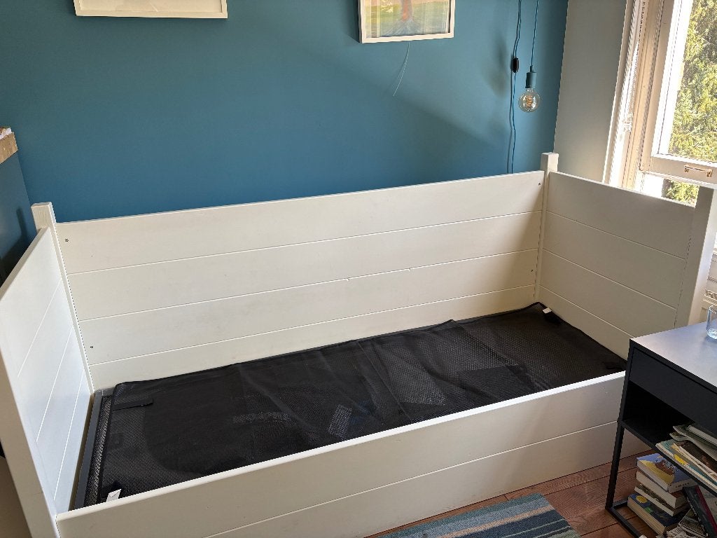 Compleet 1-persoons bed, Ophalen, Eenpersoons, 210 cm, Zo goed als nieuw