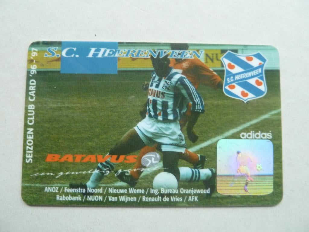 Seizoenclubcard. Sc Heerenveen 1996/1997 Gele achterkant, Ophalen of Verzenden, Gebruikt, Overige binnenlandse clubs, Overige typen