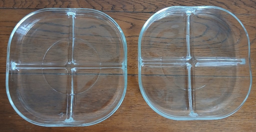 Set van 2x serveerschaal met 4 vakken, ontwerp Joe Colombo, Gebruikt, Overige merken, Ophalen of Verzenden, Overige stijlen