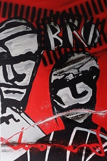 Groot canvas in Herman Broodstijl, Antiek en Kunst, Kunst | Schilderijen | Modern, Ophalen of Verzenden