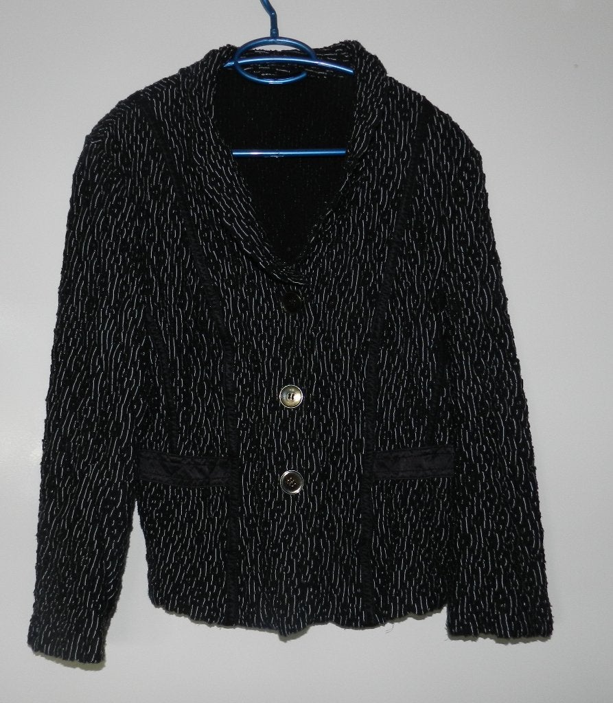 Zwart/wit Gerry Weber colbertje/blazer maat 42., Verzenden, Gedragen, Maat 42/44 (L), Zwart