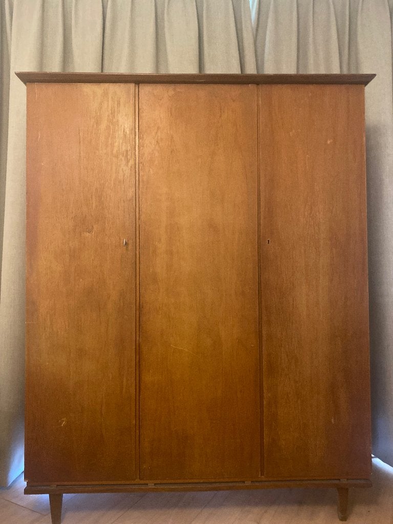 Vintage Deens Design Kledingkast, Ophalen, Gebruikt, 100 tot 150 cm, Teakhout