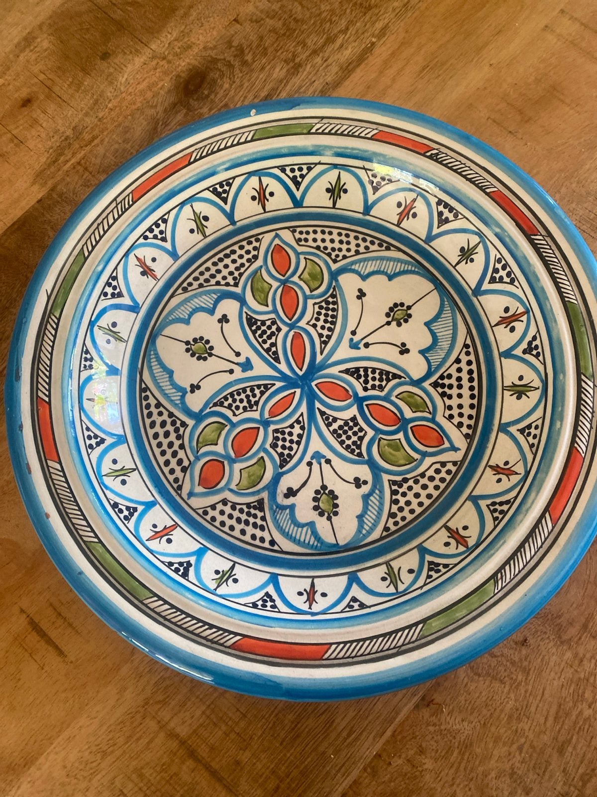 Decoratief Marokkaans bord - Handgeschilderd, Keramiek, Ophalen of Verzenden, Zo goed als nieuw, Bord(en)