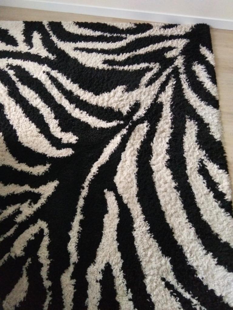 Zwart-wit Zebraprint Vloerkleed, Ophalen, Gebruikt, 100 tot 150 cm, Modern, Zebraprint, Statement