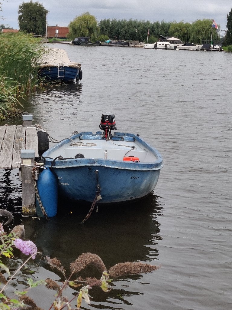 polyester bootje met 5 pk buitenboordmotor, Watersport en Boten, Gebruikt, 4 m, Buitenboordmotor, 5 pk