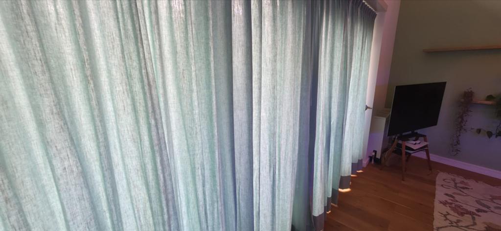 Mooie mintgroene Hema gordijnen 230x190cm (2 stuks), Ophalen of Verzenden, Zo goed als nieuw
