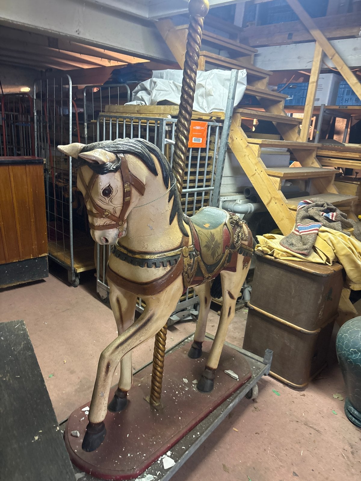 Antiek Carrousel Paard - Decoratief Houten Paard, Ophalen