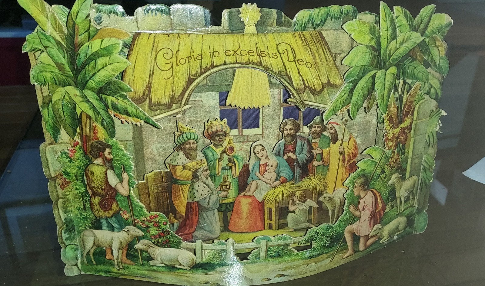 Antieke 3D Uitklapbare Kerststal – Luxe Reliëf/Preegwerk, Ophalen of Verzenden, Gebruikt