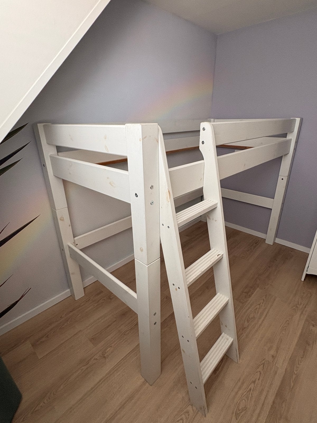 Witte halfhoogslaper met ladder - stevig - 211x101x140cm, Huis en Inrichting, Ophalen, Gebruikt, 90 cm, Eenpersoons