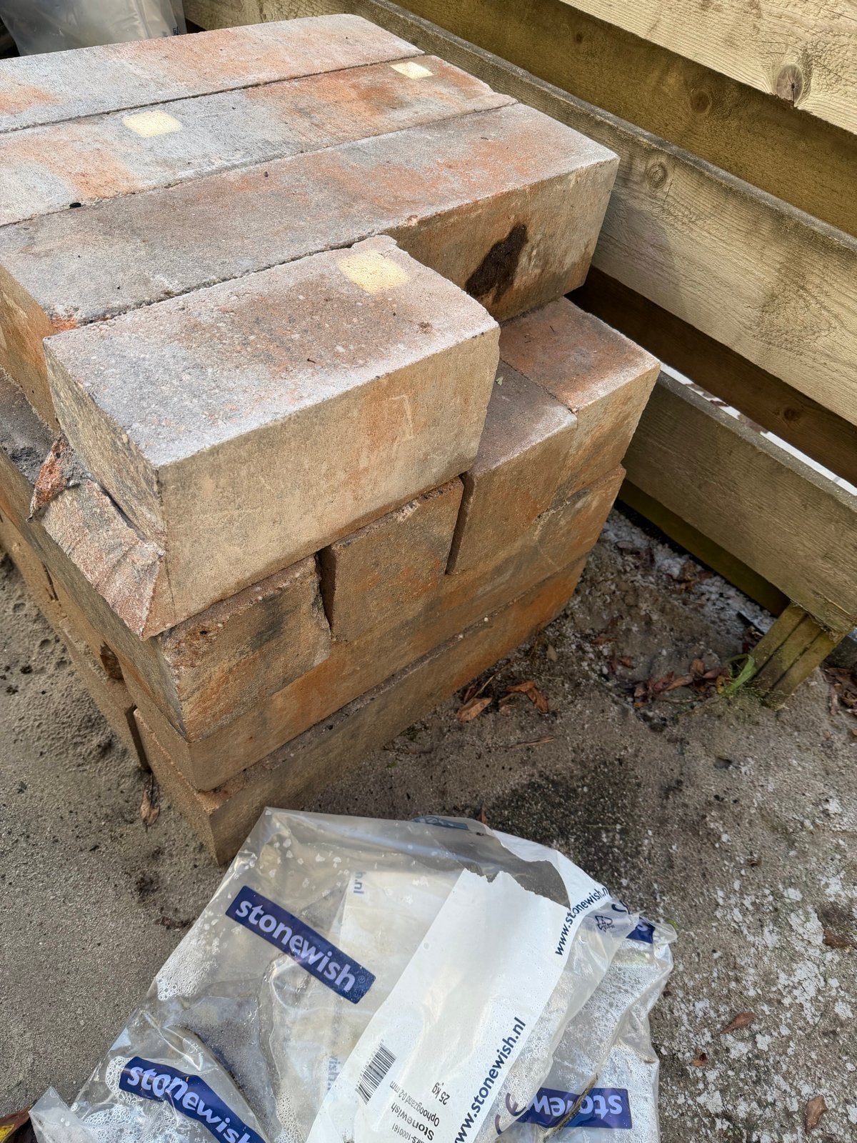 Blockstone Kilimanjaro tegels 15x15x60 cm (15 stuks), Doe-het-zelf en Verbouw, Ophalen, Gebruikt, Minder dan 20 cm, Vloertegels