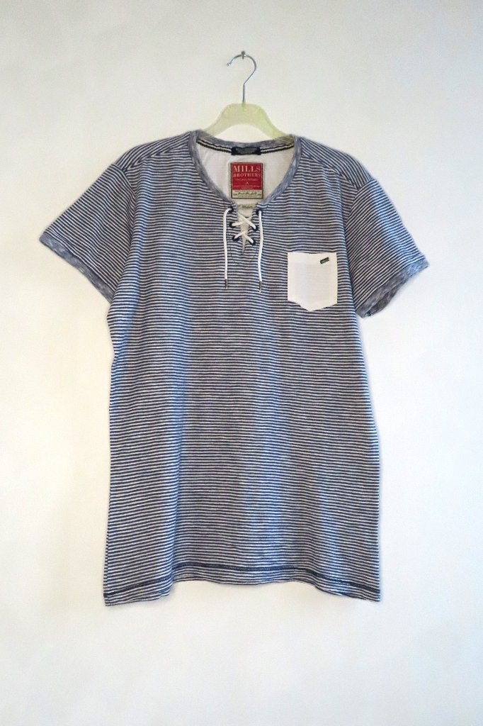 T-Shirt Streep Blauw Wit Mills Brothers mt M (G50), Ophalen of Verzenden, Zo goed als nieuw, Mills Brothers, Maat 48/50 (M)