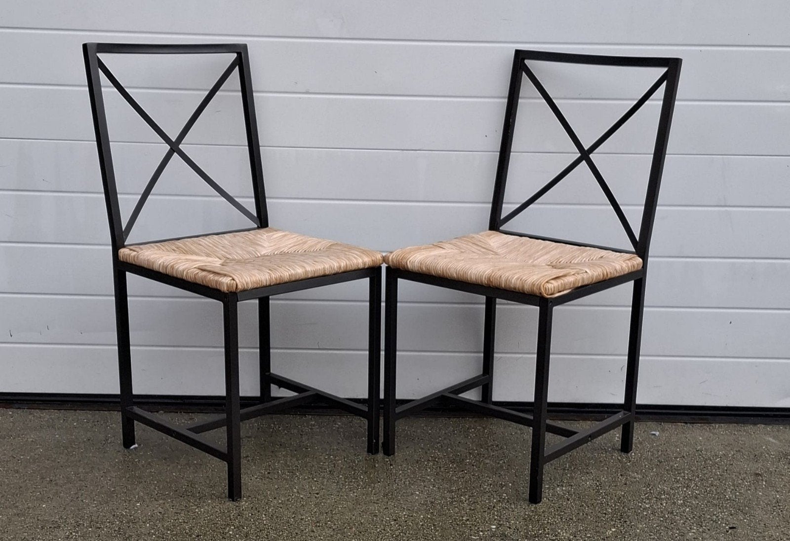 4 x cafestoelen riet metaal eetkamerstoelen cafe bistro, Huis en Inrichting, Barkrukken, Metaal, 5 krukken of meer, 60 tot 90 cm