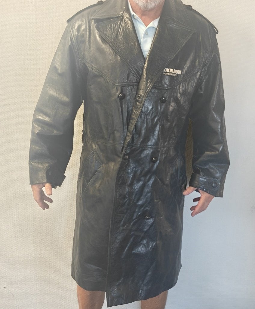 Lange leren Nickelson jas, Zwart, Nickelson, Maat 56/58 (XL), Ophalen of Verzenden