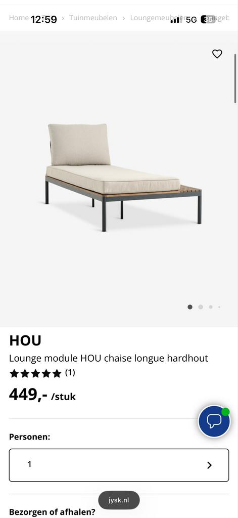 JYSK Loungebed - Nieuw in doos, Tuin en Terras, Hardhout, Nieuw, Ophalen of Verzenden, Loungeset