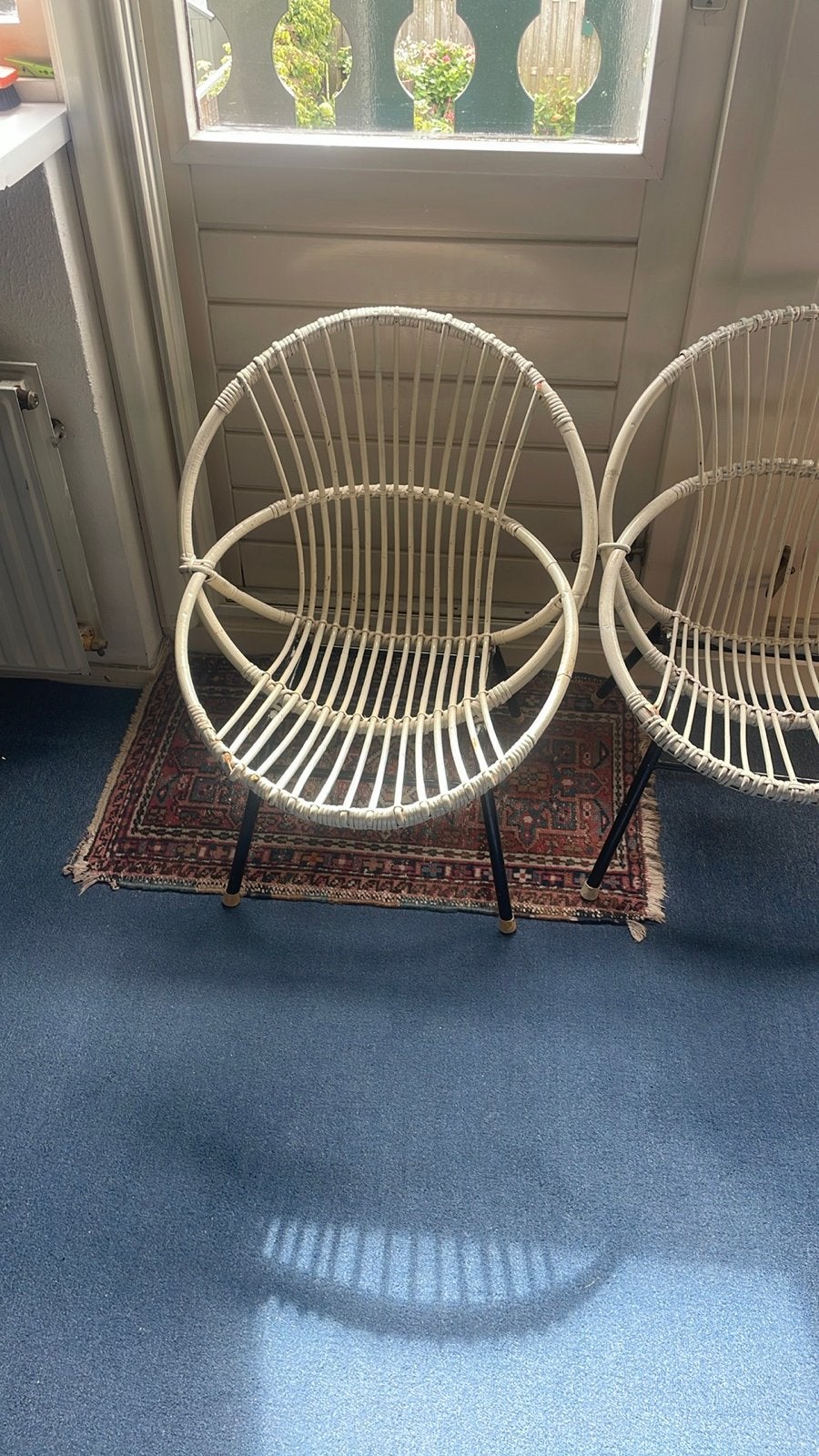2x Vintage Rohe Noordwolde Rotan Stoelen, Ophalen, Gebruikt, Twee, Wit