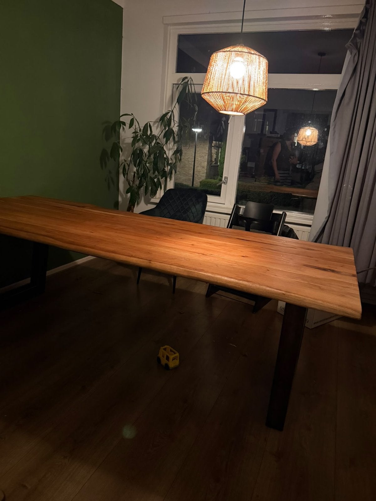 Massieve houten eettafel voor 6 personen - 240x80/100 cm, Ophalen, Gebruikt, 200 cm of meer, 50 tot 100 cm