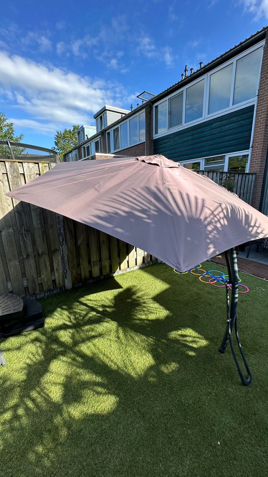 Vrij hangende zweefparasol, Tuin en Terras, Parasols, Ophalen, Gebruikt, 2 tot 3 meter, Zweefparasol