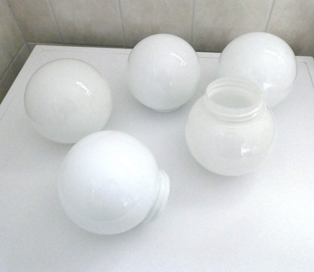 9 Lampenbollen wit melkglas voor Plafondlamp, Huis en Inrichting, Ophalen, Zo goed als nieuw, Glas, Plafondlamp