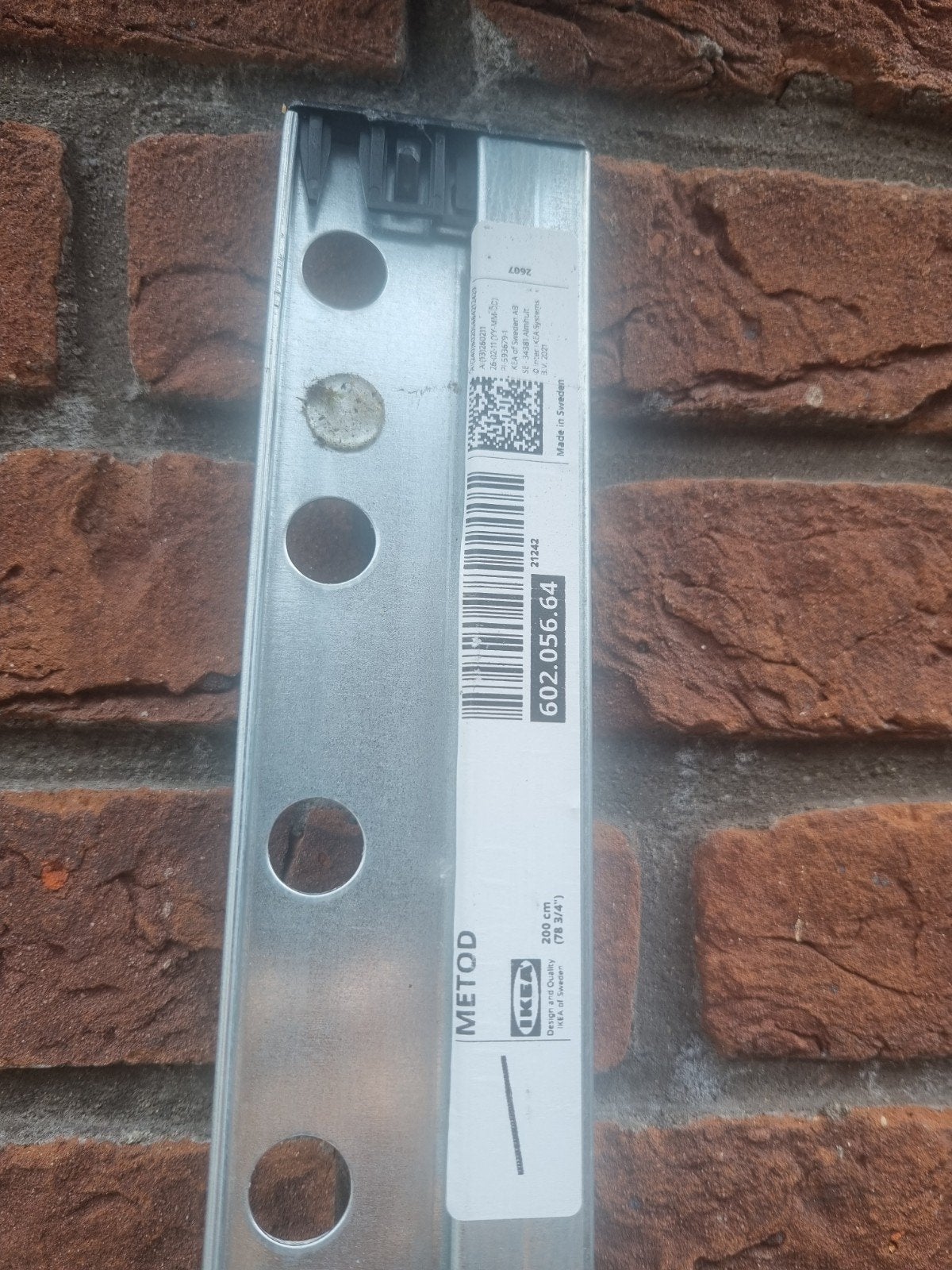 IKEA Metod ophangrail 2 meter voor keukenkasten, Ophalen, Overige typen, IKEA, Metaal