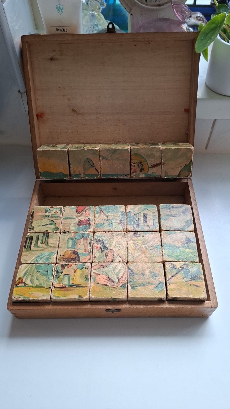 Antieke Houten Blokkenpuzzel - Begin 20e Eeuw, Antiek en Kunst, Ophalen of Verzenden