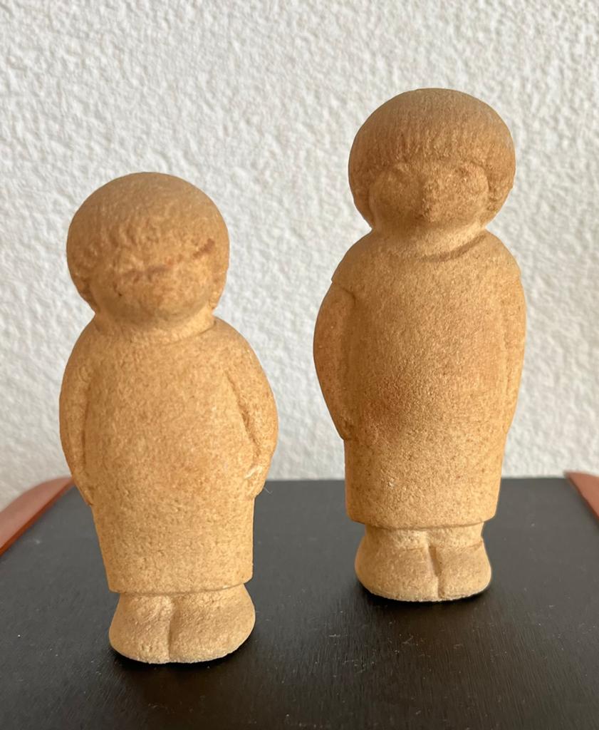 Vintage zandsteen poppetjes, Groep mensen, Minder dan 20 cm, Ophalen of Verzenden, Handgemaakt
