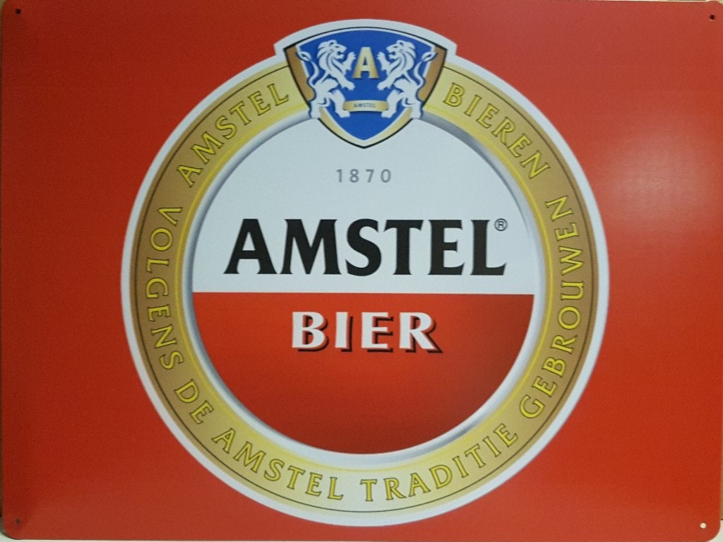 Amstel bier logo reclamebord van metaal wandbord wanddeco, Ophalen of Verzenden, Nieuw, Reclamebord, Plaat of Schild, Overige merken