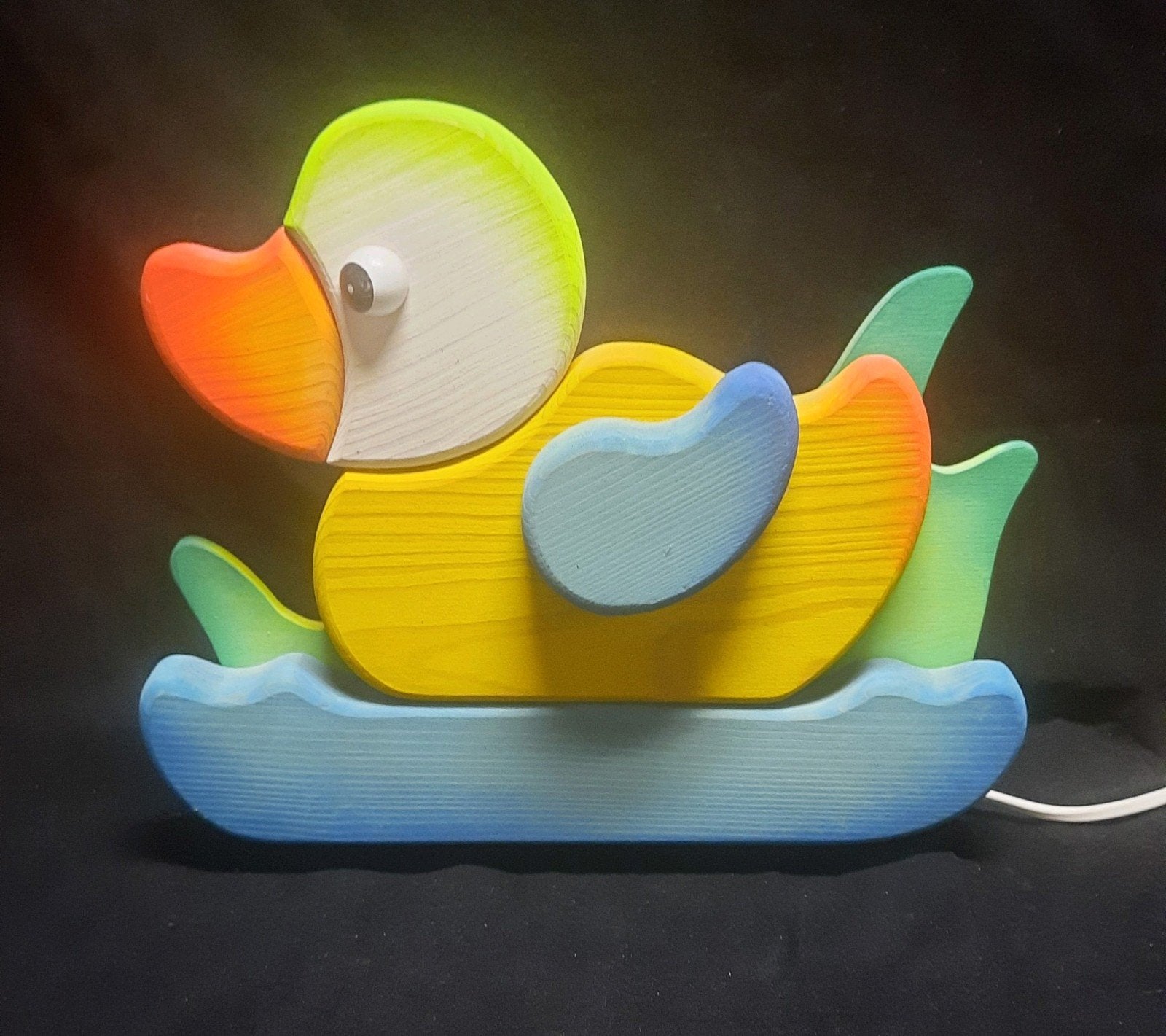 Houten eendje wandlamp kinderkamer, lees de beschrijving, Meerkleurig, Ophalen of Verzenden, Zo goed als nieuw, Wanddecoratie