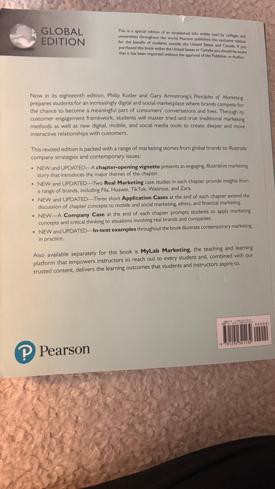 Studieboek: Principles of Marketing - Global Edition, Ophalen of Verzenden, Beta, Zo goed als nieuw, WO