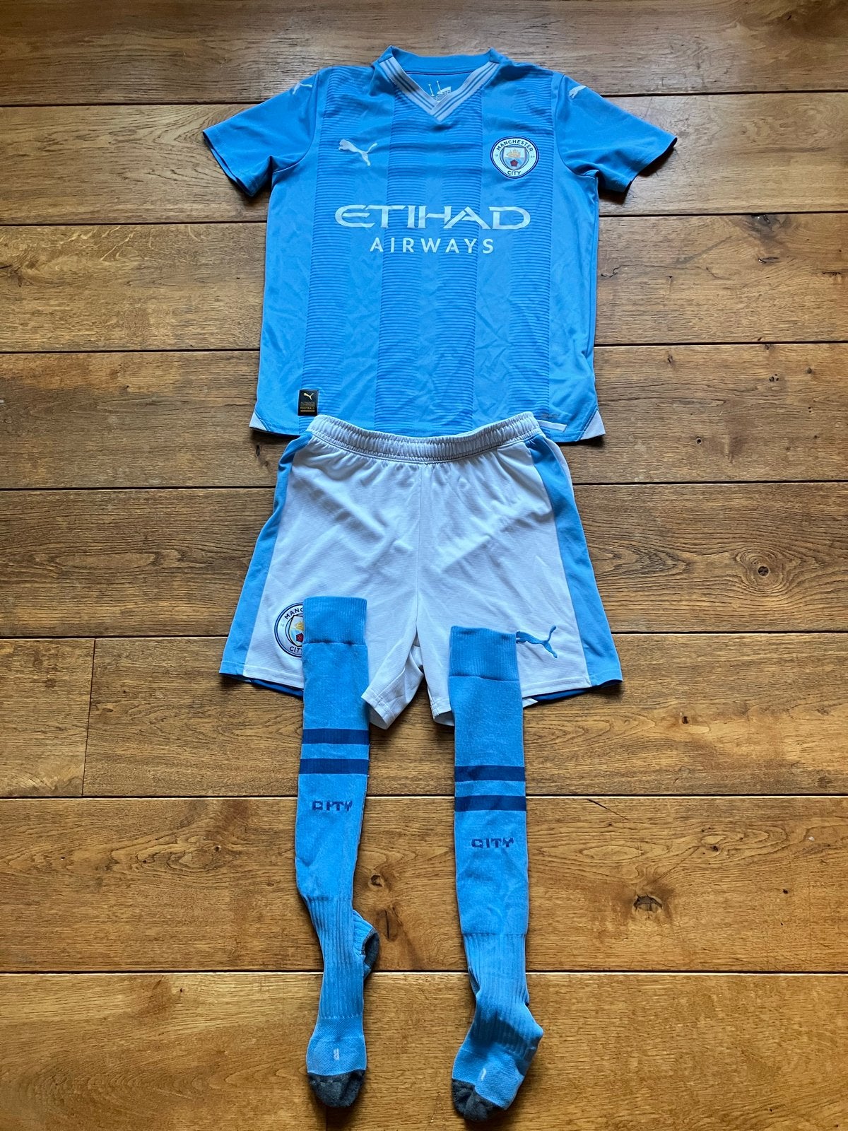 Manchester City thuis-tenue - mt 164, Ophalen of Verzenden, Gebruikt, Jongen of Meisje