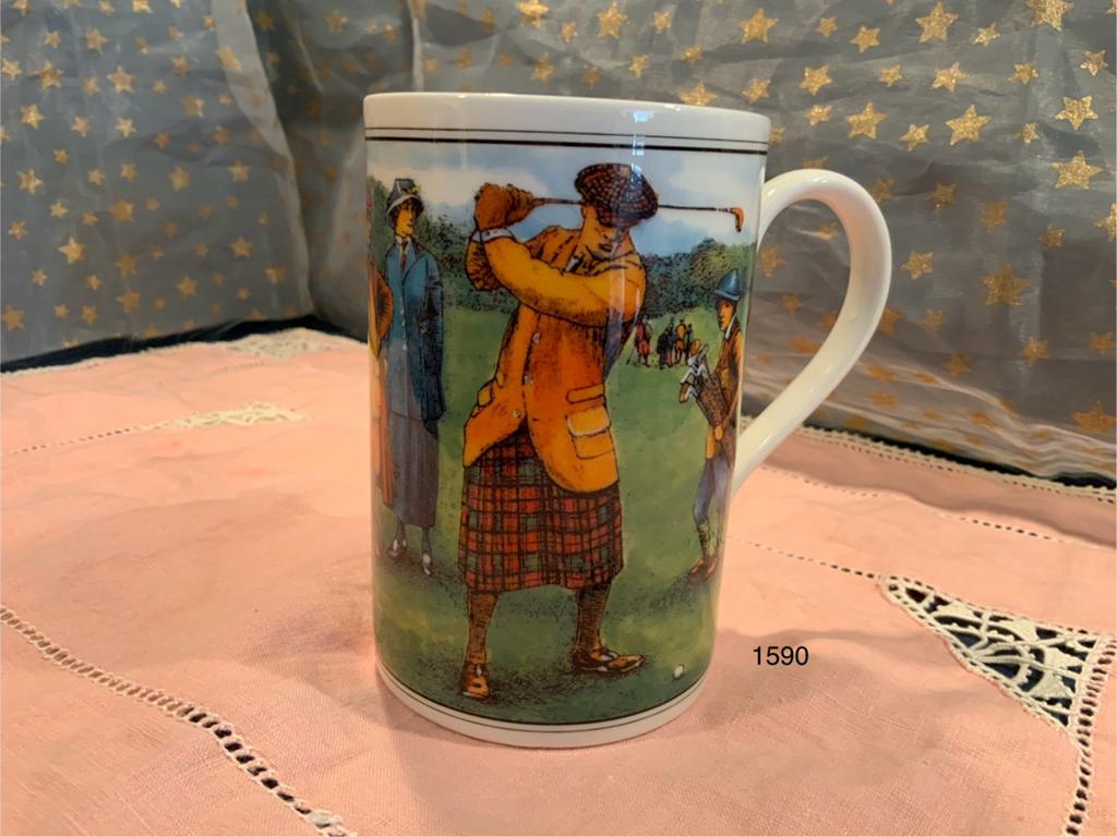 Vintage Golf Mok, Dunoon, made in Scotland, Ophalen of Verzenden, Steen/keramiek, Meerkleurig, Overige typen