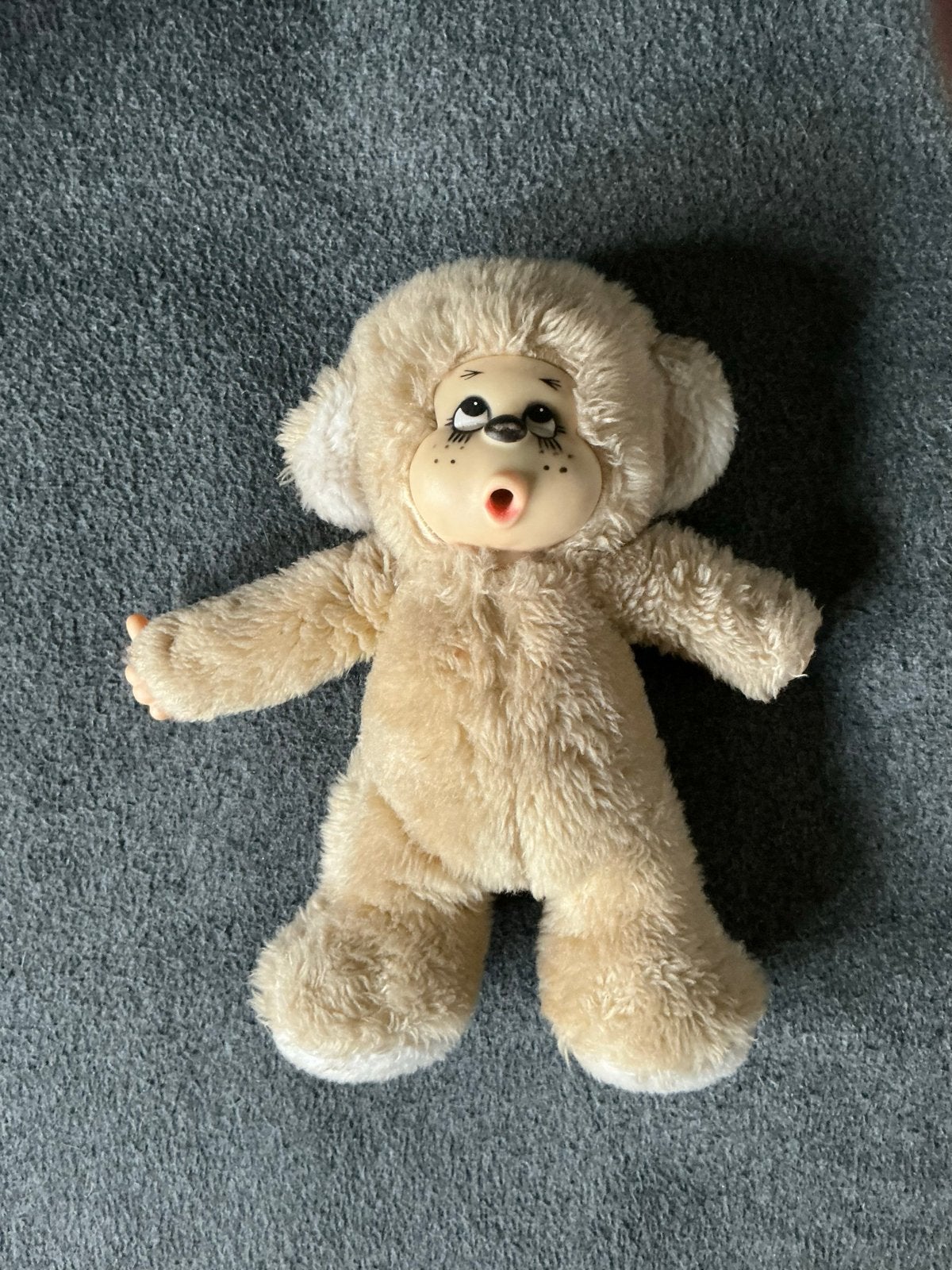 Vintage knuffel aapje met duim in mond, Kinderen en Baby's, Gebruikt, Overige merken, Overige karakters, Ophalen of Verzenden