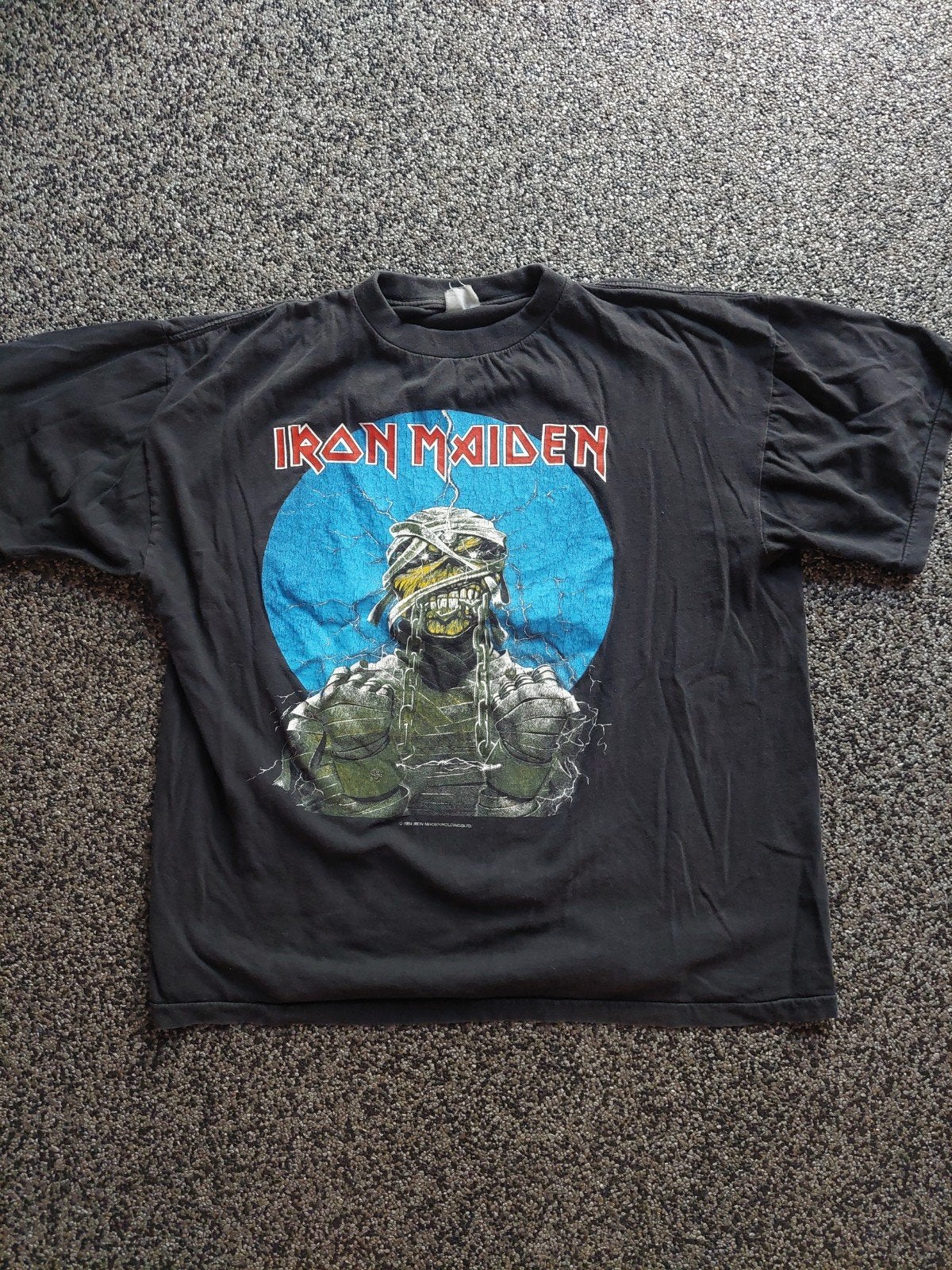 Vintage Iron Maiden Powerslave T-shirt - Geschatte maat L/XL, Kleding | Heren, Zwart, Maat 56/58 (XL), Ophalen of Verzenden, Gedragen