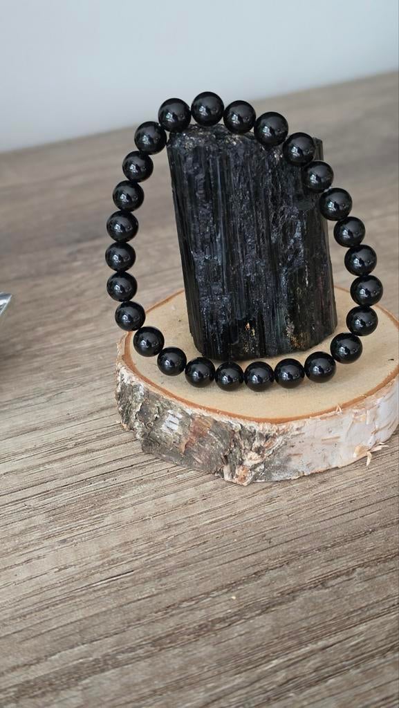 Armband met zwarte Toermalijn. Brede pols., Overige materialen, Zwart, Nieuw, Ophalen of Verzenden
