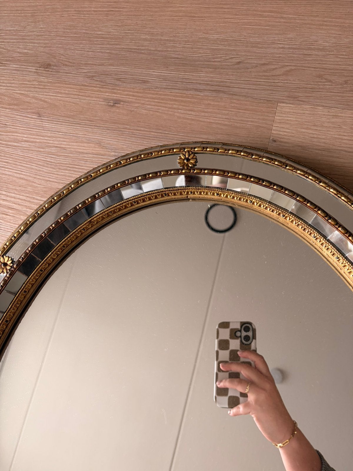 Vintage gouden spiegel, Ophalen, Minder dan 50 cm, -, -