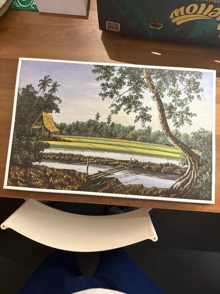 Decoratief Tropisch Landschap Schilderij, Antiek en Kunst, Kunst | Schilderijen | Klassiek, Verzenden